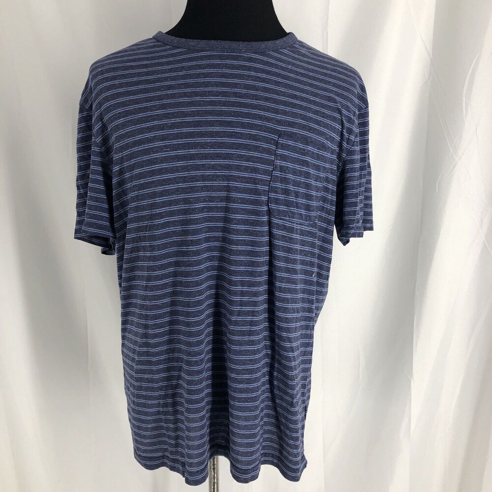 Jachs T Shirt Mens XL Blue Pin Stripes Pocket Crew Neck